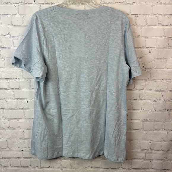 BloomChic Blue Heather Ruffle Sleeve V Neck T-Shirt Size Large - Picture 6 of 6